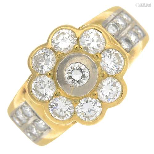 A diamond floral cluster ring.Estimated total diamond weight 1.15ct,