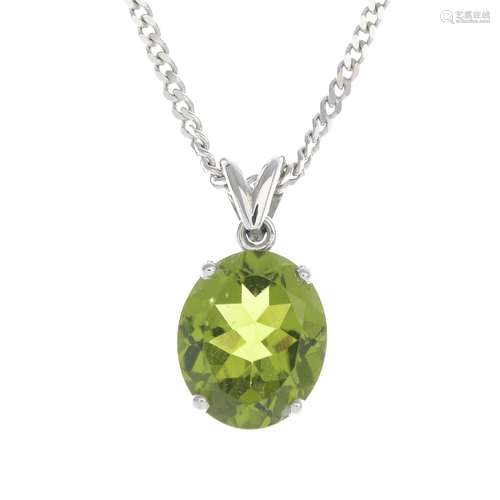 An 18ct gold peridot pendant,