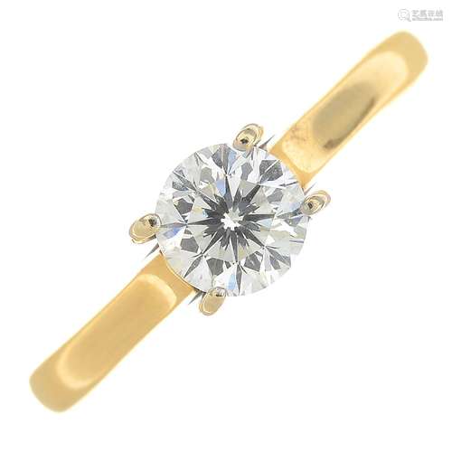 An 18ct gold single stone diamond ring.Diamond laser inscribed 'LEO 194727',