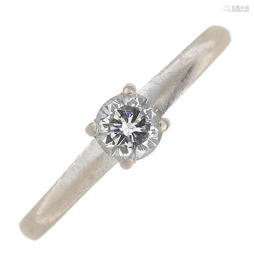 An 18ct gold brilliant-cut diamond single-stone ring.Estimated diamond weight 0.35ct,