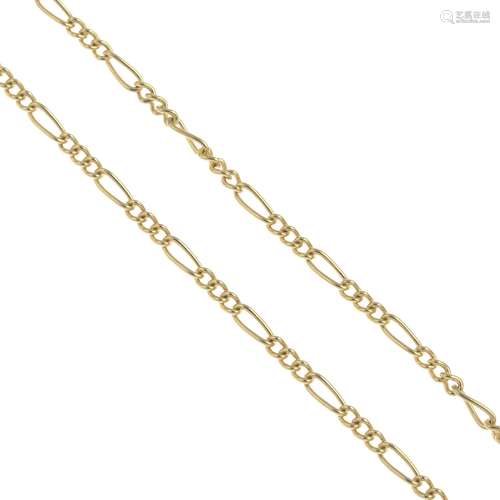 An 18ct gold figaro chain.Hallmarks for Birmingham.Length 40cms.