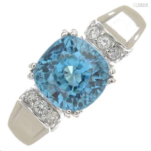 A zircon and diamond dress ring.Zircon calculated weight 3.50cts,