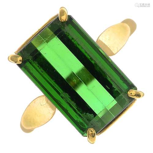 A tourmaline single-stone ring.