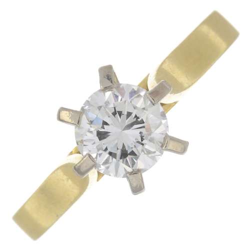 A brilliant-cut diamond single-stone ring.Estimated diamond weight 0.70ct,