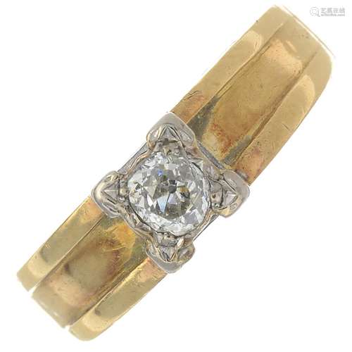 An old-cut diamond single-stone ring.Estimated diamond weight 0.30ct,