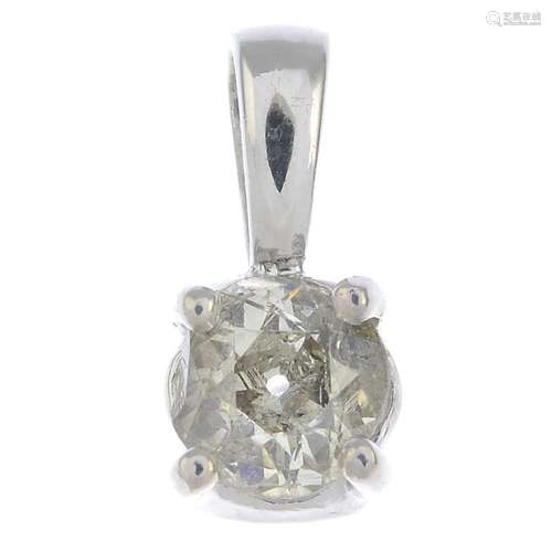 A 9ct gold old-cut diamond single-stone pendant.Diamond weight 1.23cts,