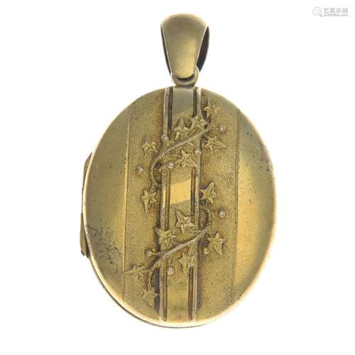 A late 19th century gold plated foliate locket.Length 4.2cms.