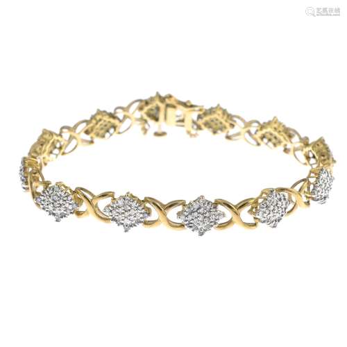 A diamond bracelet.Estimated total diamond weight 1.25cts.Length 17cms.