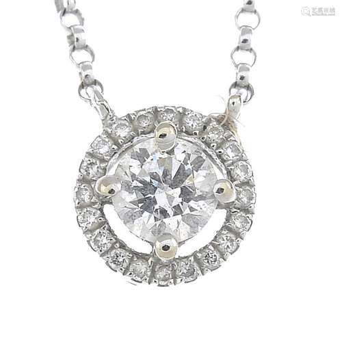 A brilliant-cut diamond cluster pendant,