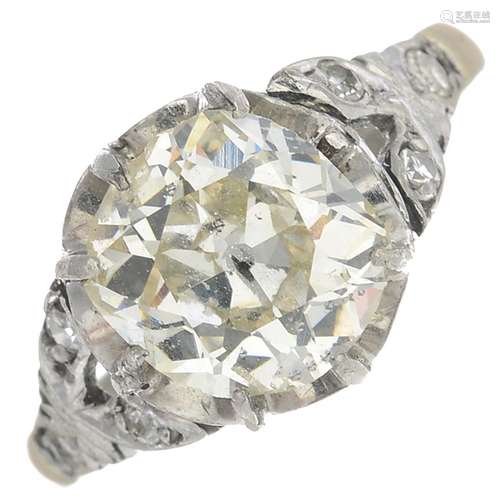 An 18ct gold old-cut diamond single-stone ring.Principal diamond estimated weight 2cts,