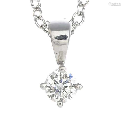 A brilliant-cut diamond single-stone pendant,