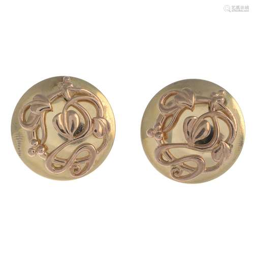 A pair of 9ct gold earrings.Hallmarks for Sheffield, 1999.Diameter 2.1cms.