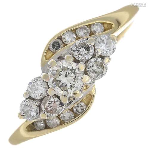 An 18ct gold diamond dress ring.Estimated total diamond weight 0.50ct,