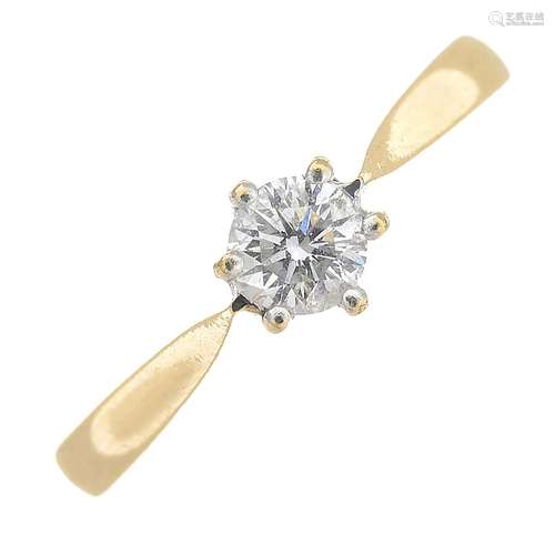 A 9ct gold brilliant-cut diamond single-stone ring.Diamond weight 0.30ct,