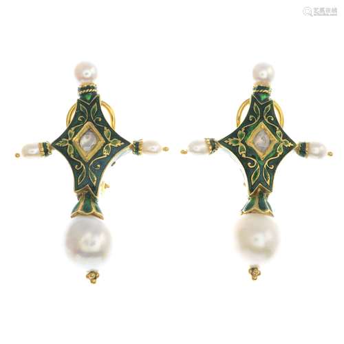 A pair of cultured pearl,