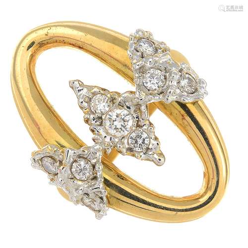 An 18ct gold diamond dress ring.Estimated total diamond weight 0.40ct,