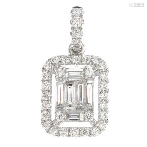 An 18ct gold diamond cluster pendant.Total diamond weight 0.52ct,