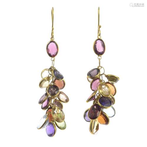 A pair of gem-set earrings,