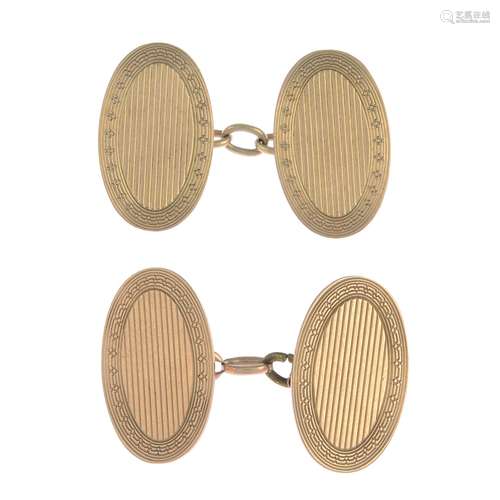 A pair of early 20th century 9ct gold cufflinks.Hallmarks for Birmingham,