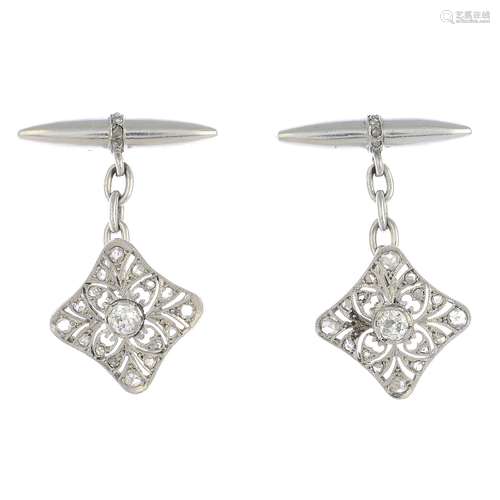 A pair of diamond cufflinks,