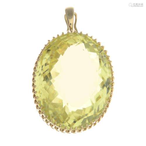 A synthetic yellow quartz pendant,