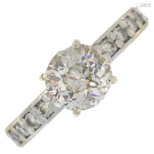 A brilliant-cut diamond single-stone ring.Principal diamond estimated 1ct,
