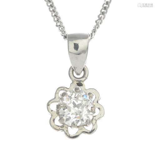 An old-cut diamond single-stone pendant,