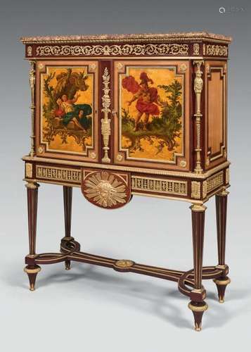 Rare cabinet en acajou, sycomore et filets de buis…