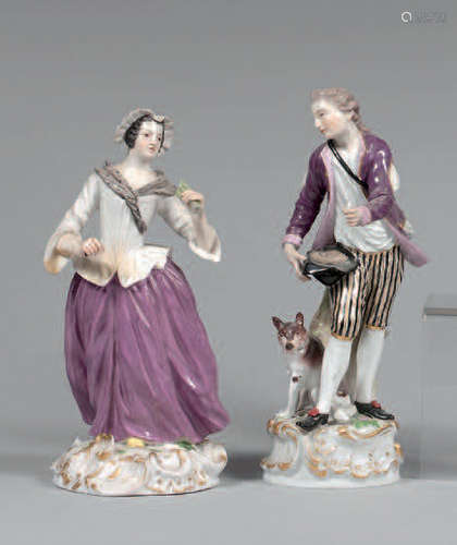 Deux statuettes en porcelaine de Saxe polychrome r…