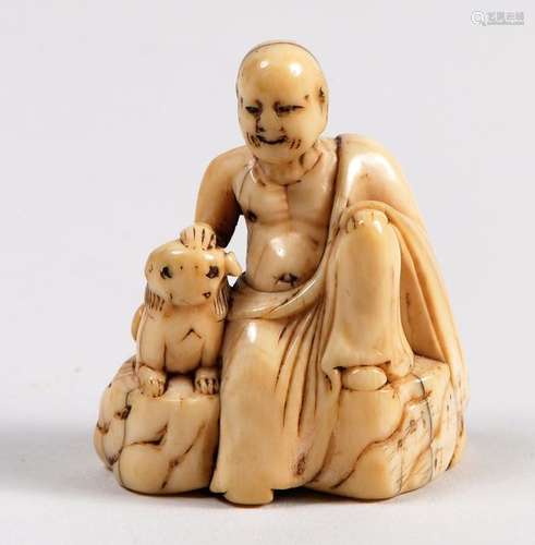 Netsuke en ivoire de belle patine représentant un …