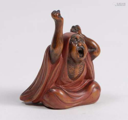 Netsuke en buis rehaussé de polychromie, représent…