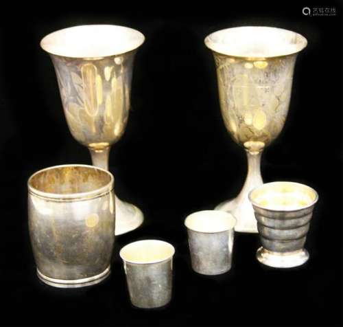 STERLING SILVER, (6) PCS. GOBLETS/CUPS- 24 OZT