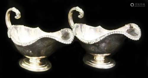 PAIR OF LONDON SILVER GRAVY BOATS, 19TH C.