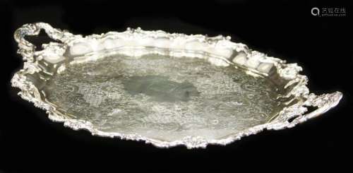 LATE 19TH C. SILVER PLATED ROCOCO STYLE PLATTER