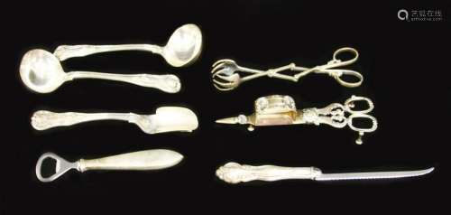 LOT OF (7) SILVER SERVINGS PIECES, 19TH C.