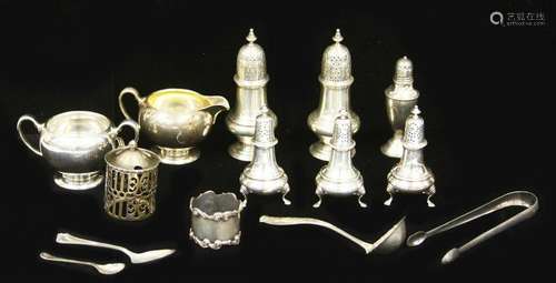 LOT OF (13) STERLING SILVER SHAKERS & SERVING PCS.