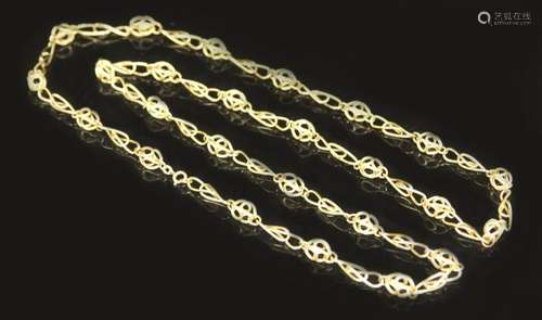 14KT HOOP LINKED NECKLACE, 34 GRAMS