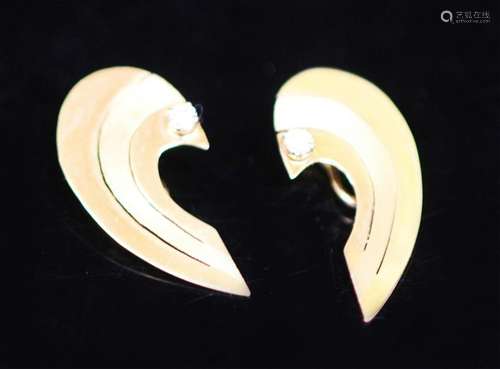 LADYS  DIAMOND 14KT TWO-TONE EARRINGS