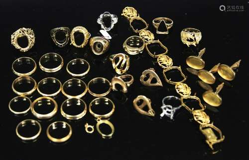 LOT OF (32) PCS. 14KT JEWELRY, RINGS- 163.5 GRAMS