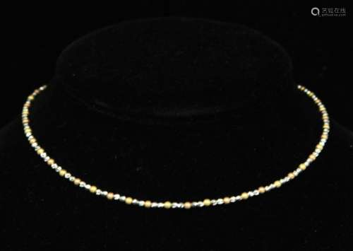 18KT LADYS  YELLOW & WHITE HEAVY BEAD NECKLACE