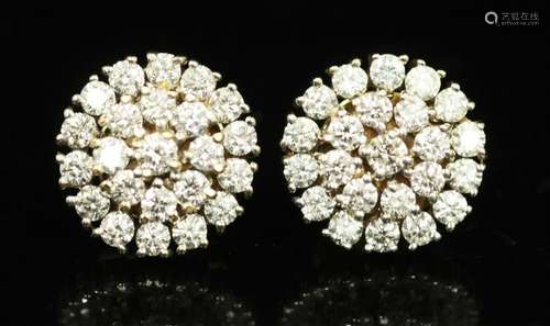 14KT YELLOW & WHITE GOLD DIAMOND EARRINGS