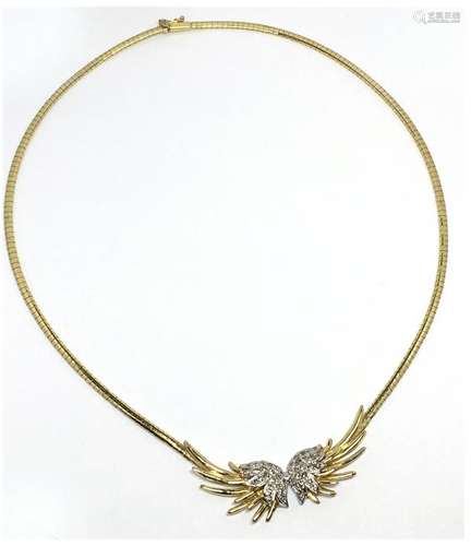 14KT YELLOW & WHITE GOLD DIAMOND NECKLACE