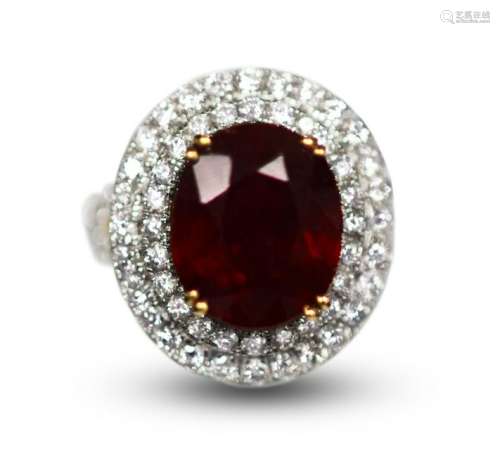 LADYS 11 CT. RUBY COMPOSITE & DIAMOND 14KT RING