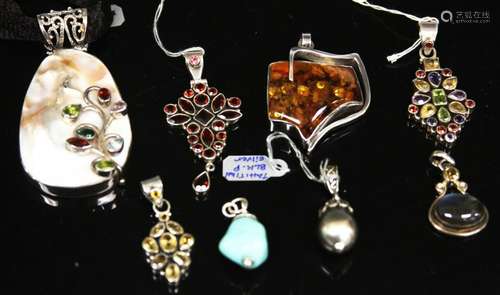 LOT OF (8) STERLING SILVER PENDANTS