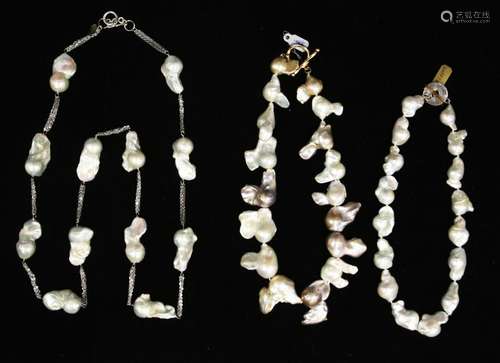 LOT OF (3) CHUNKY FRESHWATER PEARL NECKLACES