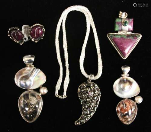 LOT OF (5) STERLING SILVER PENDANT AND EARRINGS