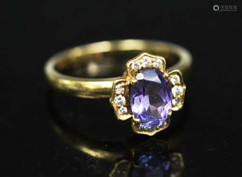 LADYS TANZANITE DIAMOND 14KT RING