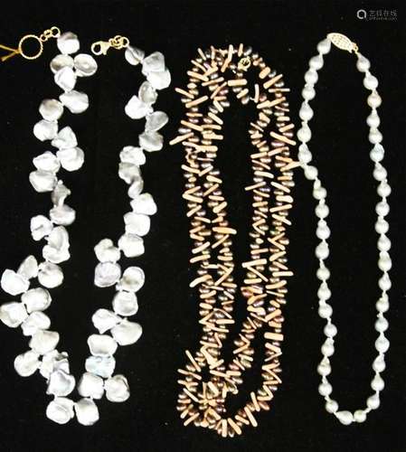 LOT OF (3) CULTURED PEARL NECKLACES