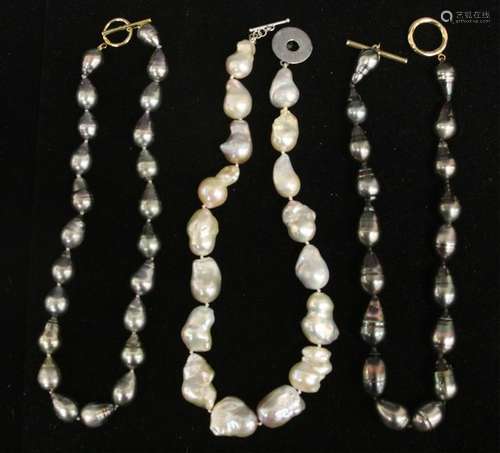 LOT OF (3) CULTURED PEARL NECKLACES