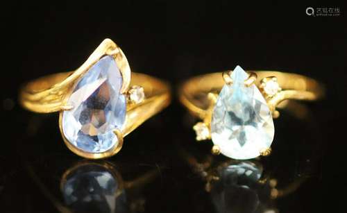 LOT OF (2) 10KT TOPAZ RINGS